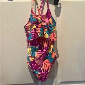 Wonder Nation Pink and Yellow One Piece Swimsuit Racerback